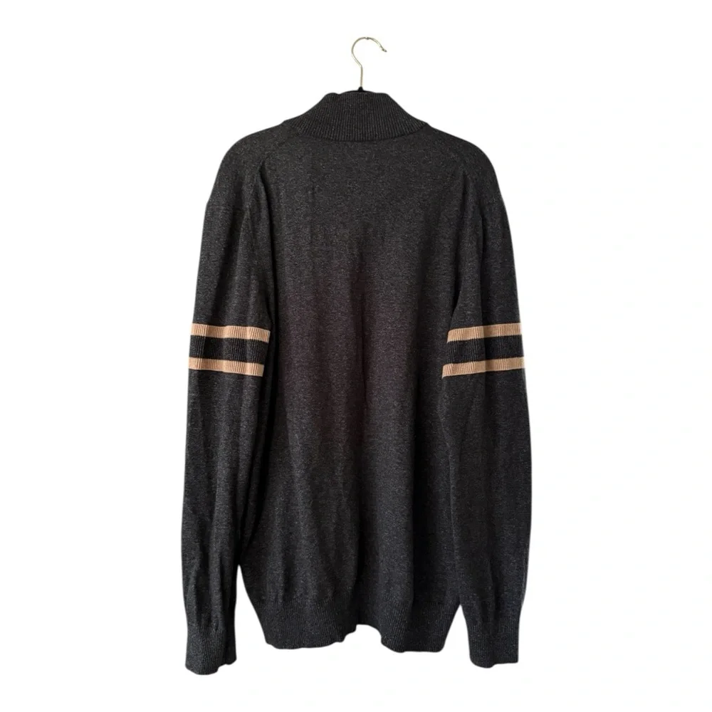Banana Republic Men's Black Gray Marled Henley Cotton Sweater Size XL Tall